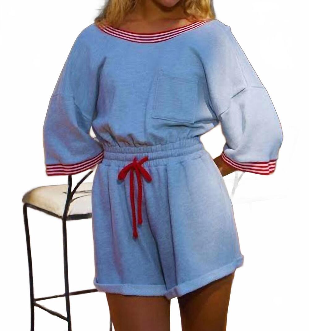 NEW BUCKETLIST french terry coloared loose fit romper in grey/navy